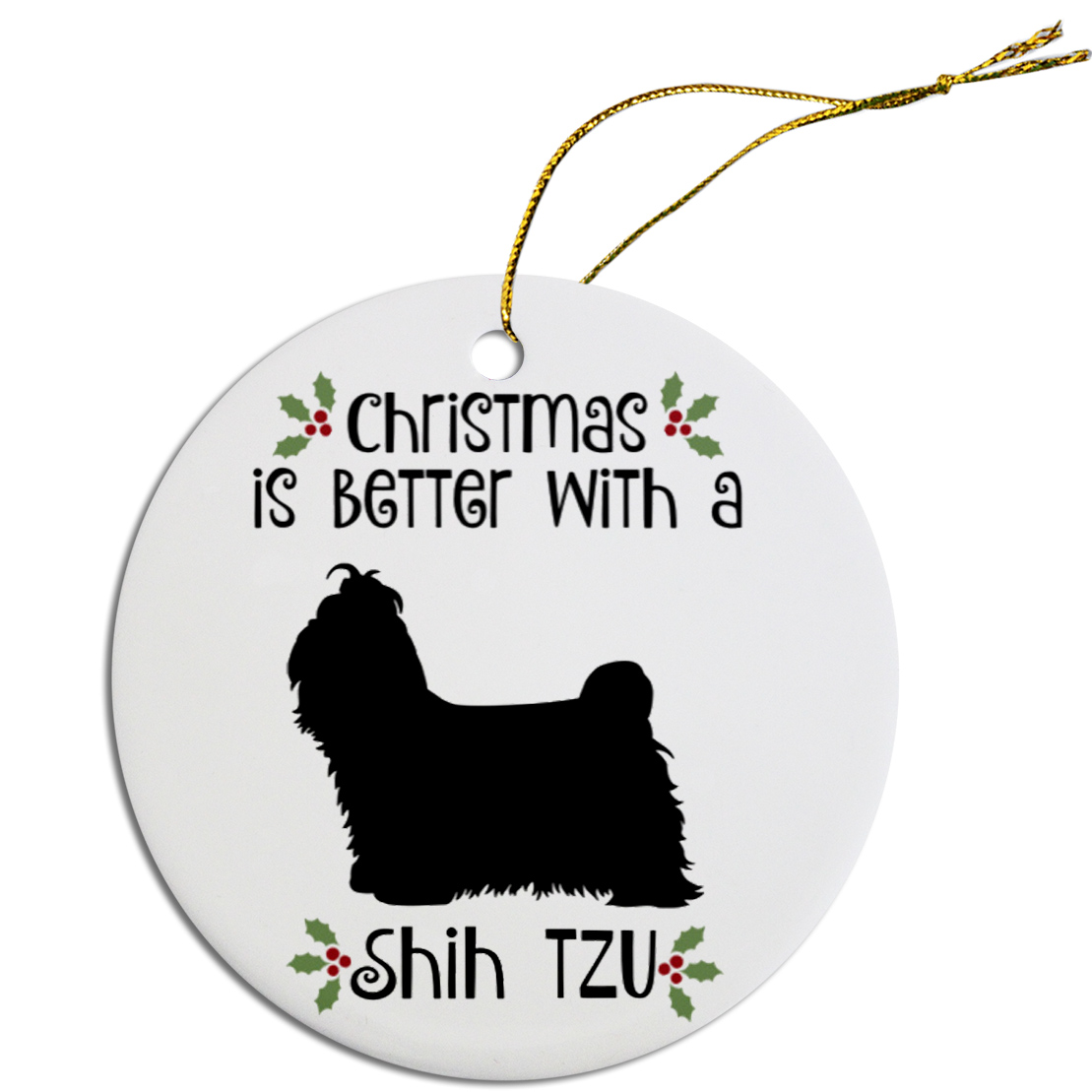 Breed Specific Round Christmas Ornament Shih Tzu